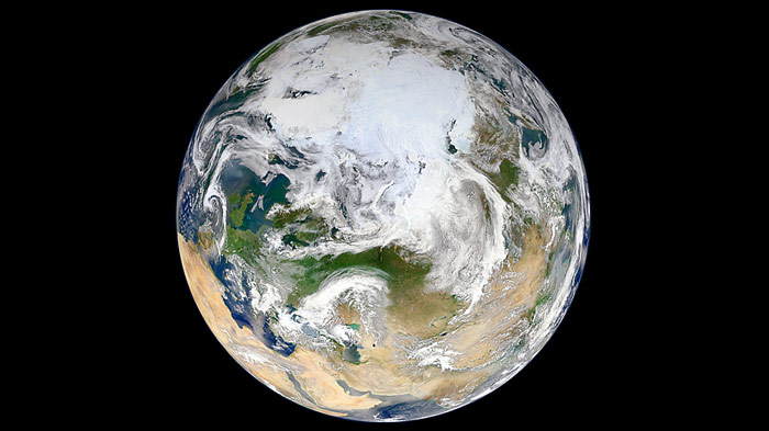 Aus 824 Kilometer Höhe und 15 Erdumrundungen entstand erstmals ein komplettes Bild der Nordpolregion.